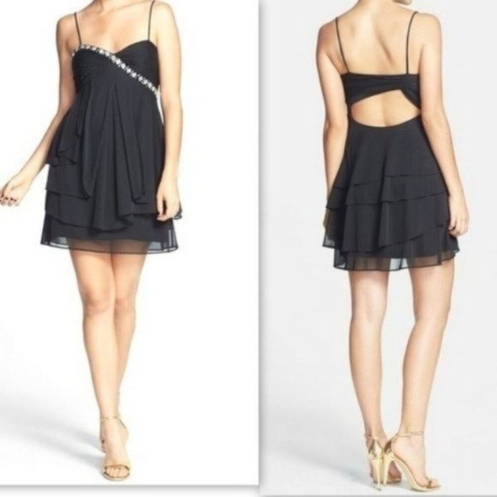 Hailey Logan by Adrianna Papell Prom Dress 7 8 NWT Black sparkling crystals s